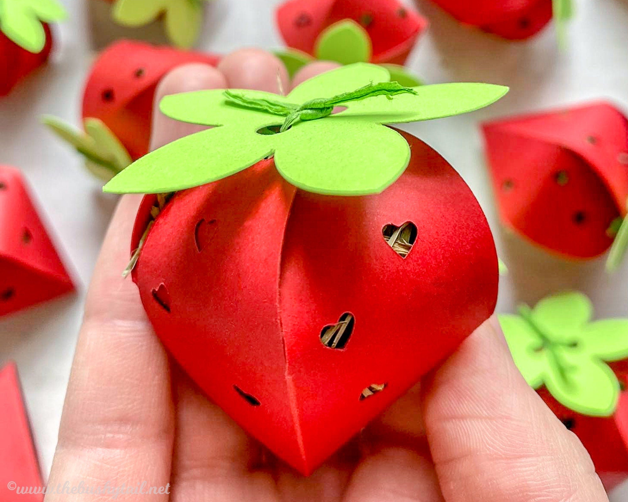 Strawberry Foraging Toys - 3 Pack of Handmade Rabbit & Guinea Pig Treats