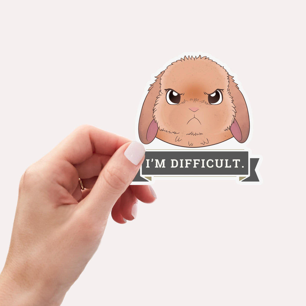 I'm Difficult Bunny Sticker: Waterproof Laptop Decal