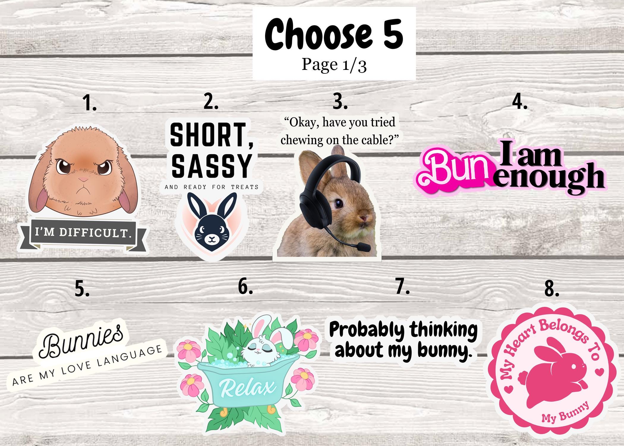 3 Pack Bunny Sticker, Laptop Water Bottle Luggage Waterproof Sticker, House Rabbit Cute Funny Sticker, Gifts for Bunny Lovers, Decal