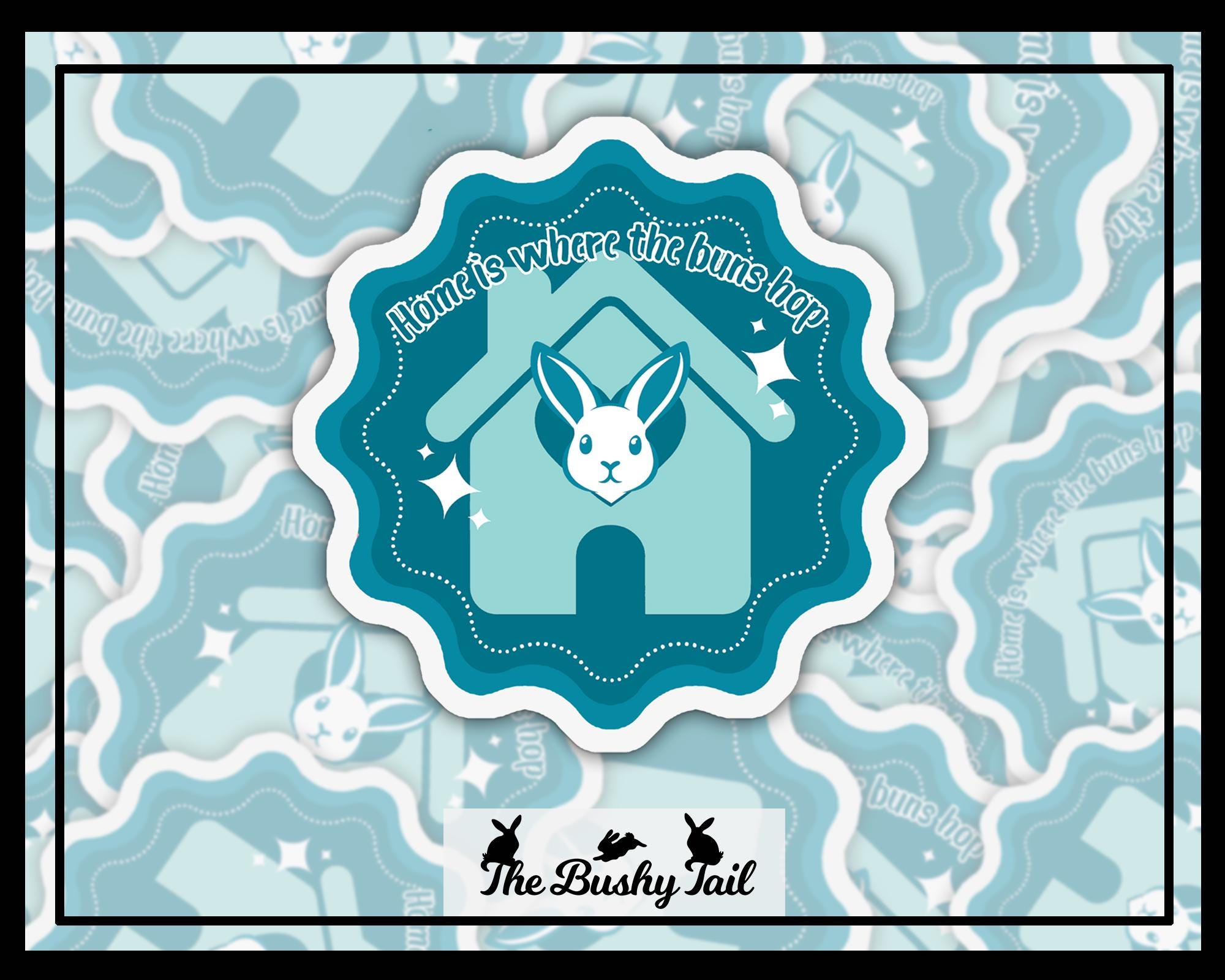 Home Is Where The Bun Hops Bunny Sticker: Waterproof Glossy Decal for Laptop, Water Bottle