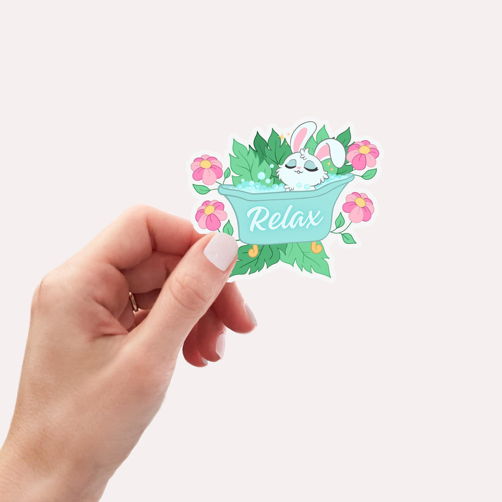 Relax Bunny Sticker: Waterproof Laptop Decal, Gifts for Rabbit Lovers
