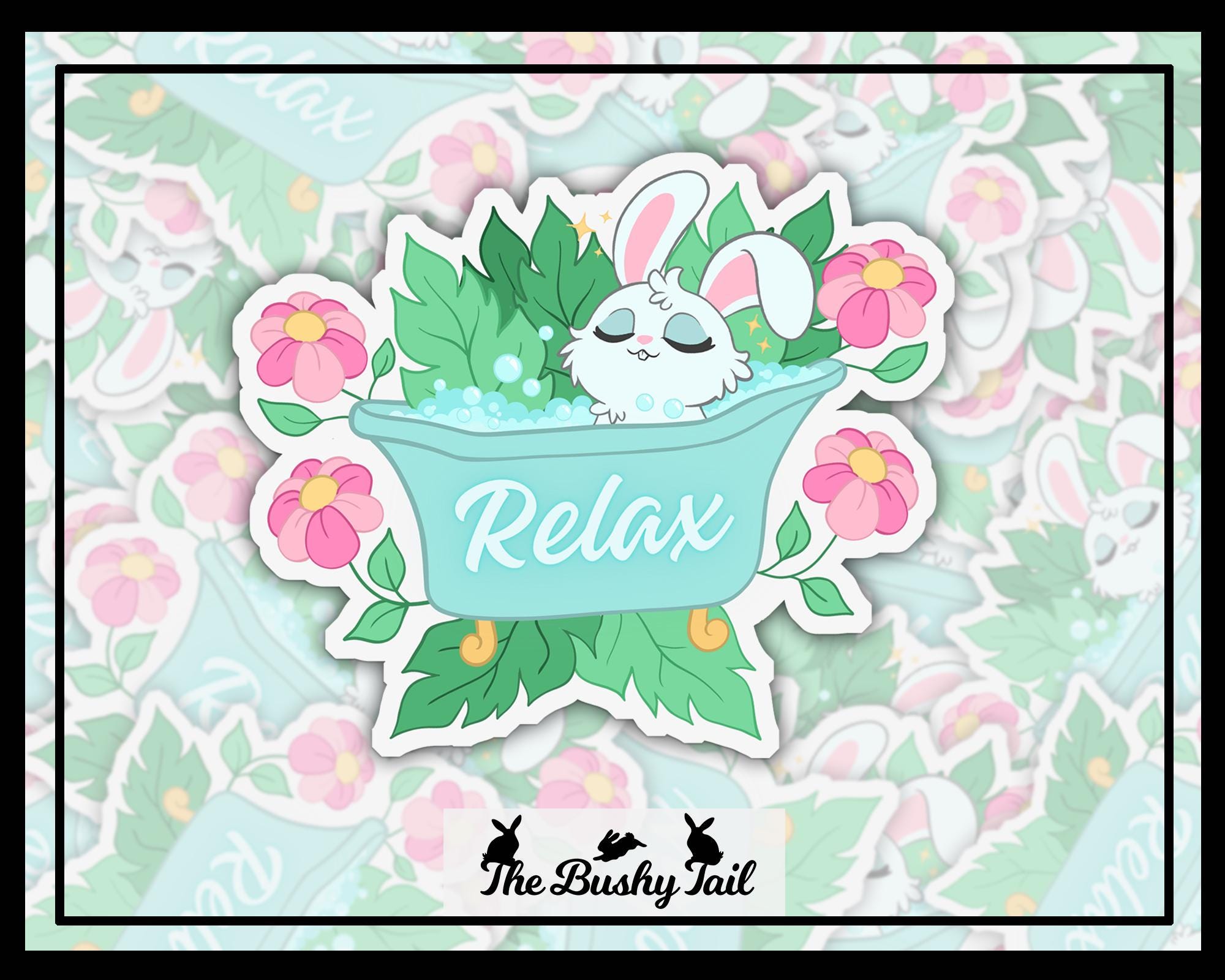 Relax Bunny Sticker: Waterproof Laptop Decal, Gifts for Rabbit Lovers